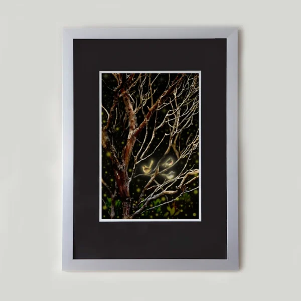 Three Little Birds by Emma Coombes at the Elm and the Raven. Limited edition Tasmanian Mythic photography print.