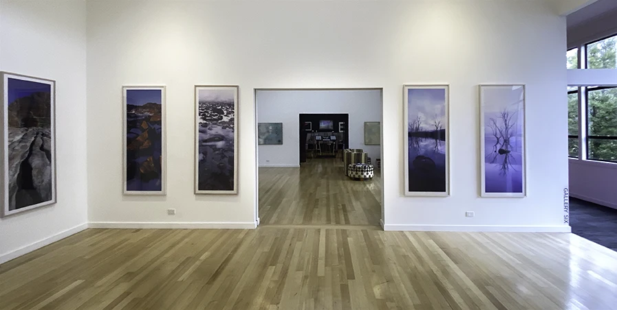 Inside Gallery 6 at the Cradle Mountain Wilderness Gallery showing works by Masaaki Aihara. Photography by Emma Coombes at the Elm & the Raven.