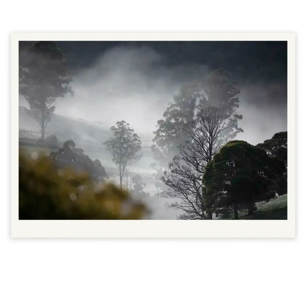 Dream limited edition fine art photography print of a misty valley landscape by Tasmanian Artist Emma Coombes at the Elm and the Raven